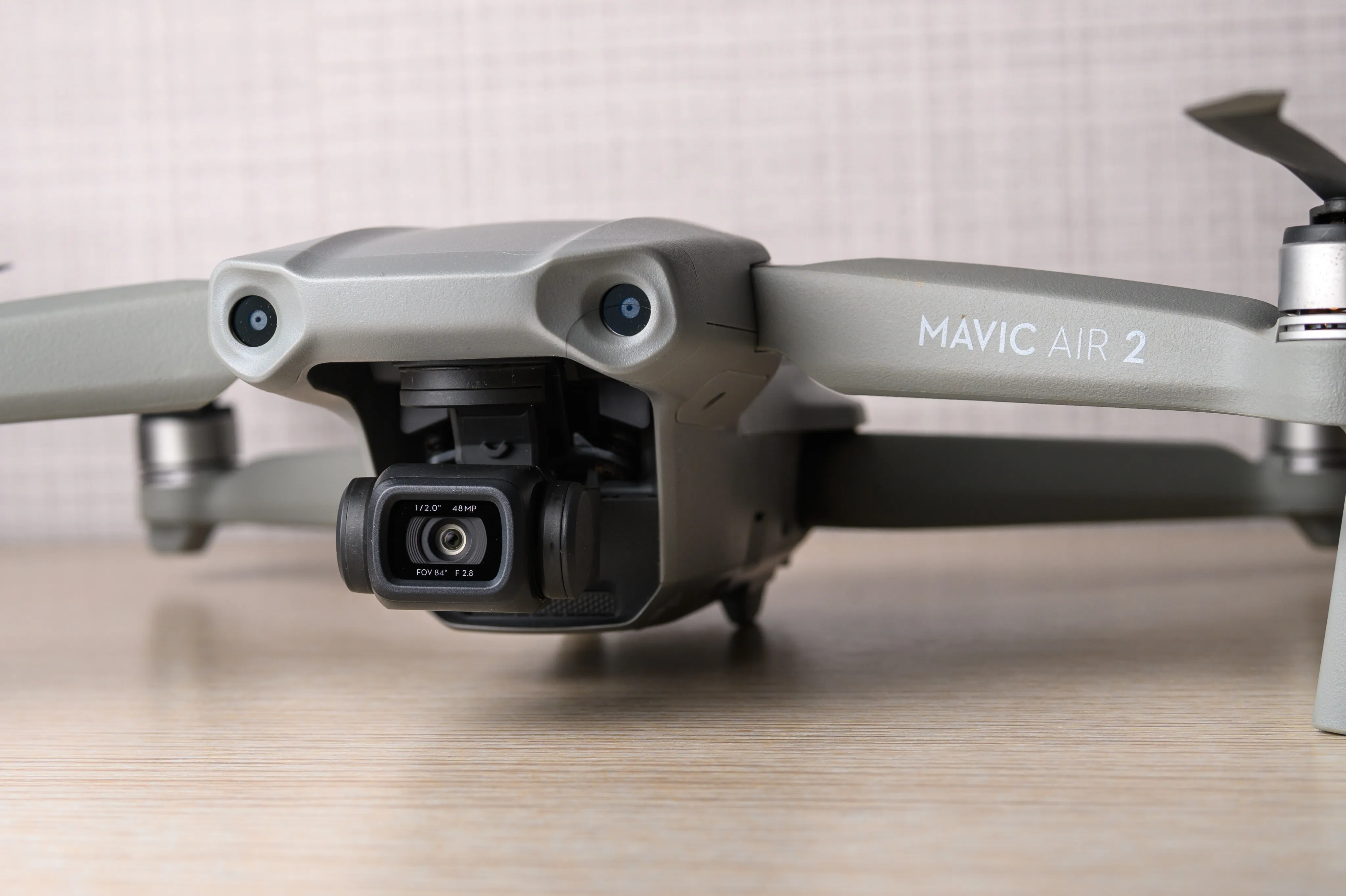 A folded drone on a tabletop