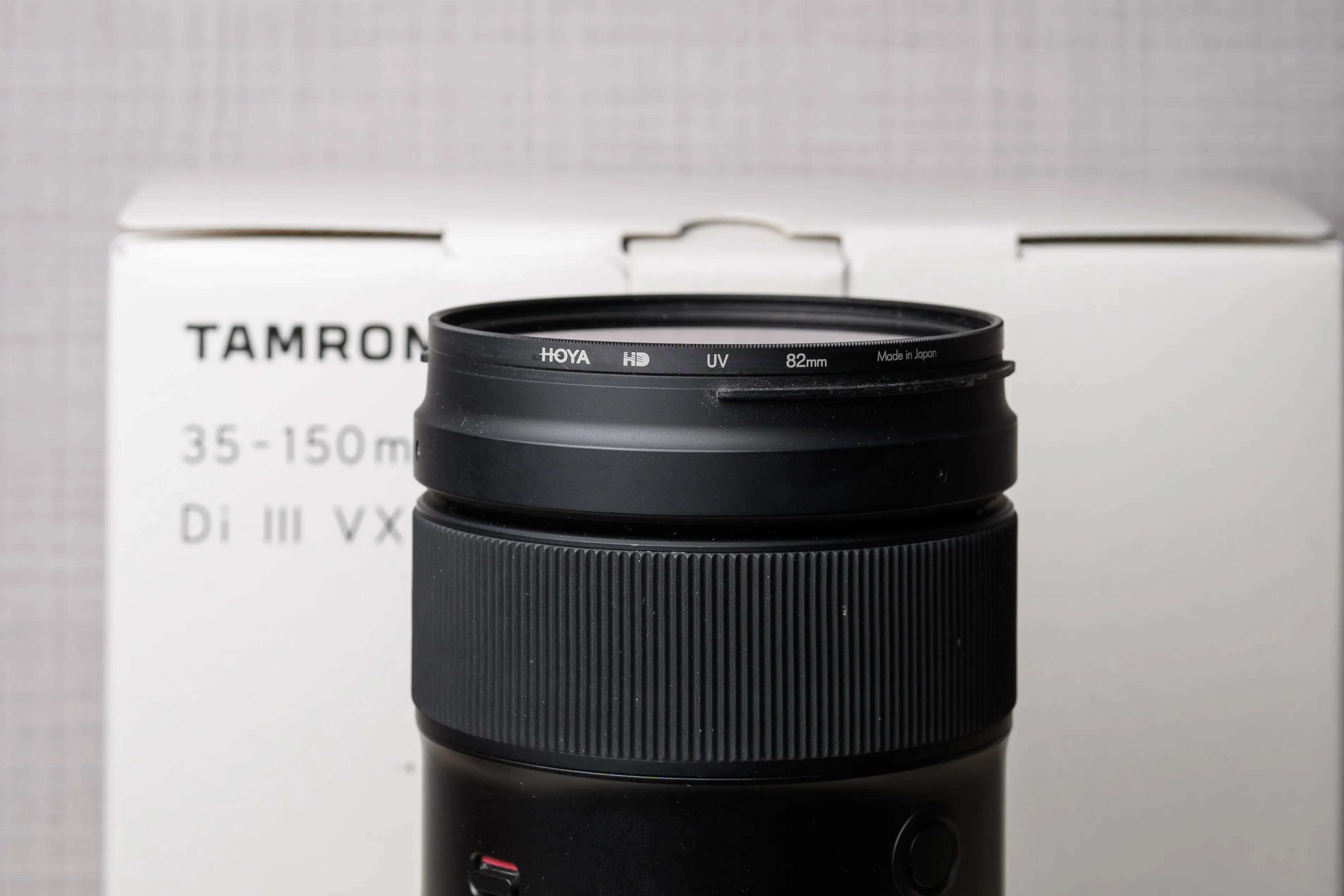 A close-up of a zoom lens barrel